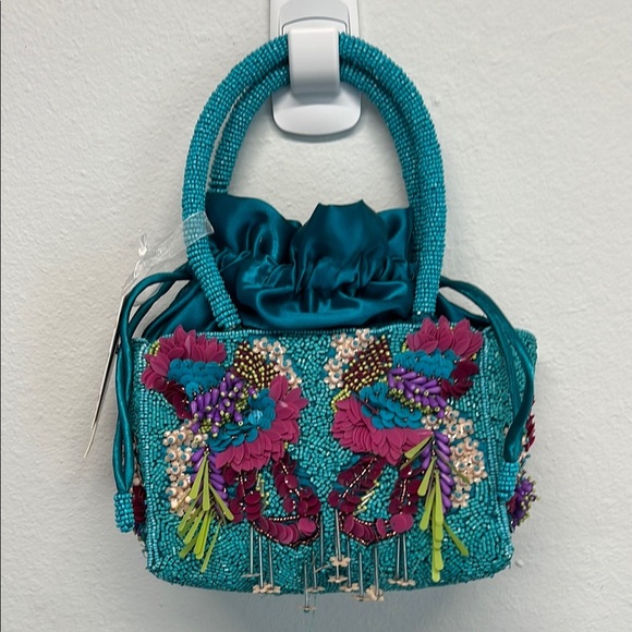 Made in India Handbags - Playful Vibrant Blue & Purple Mini Beaded Bag 🩵